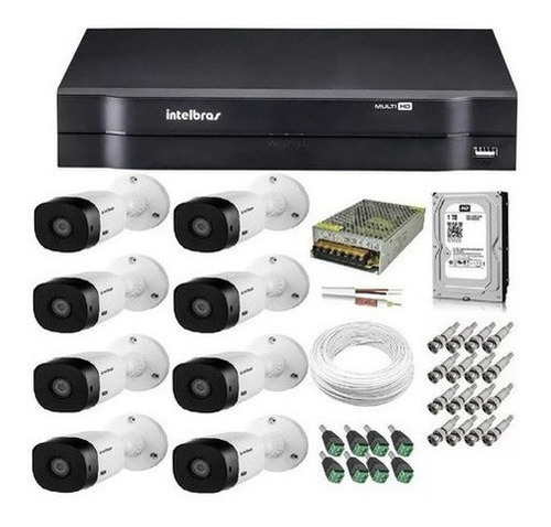 Kit Cftv 8 Câmeras Vhl 1120 B E Dvr 8 Canais 5x1 Intelbras *