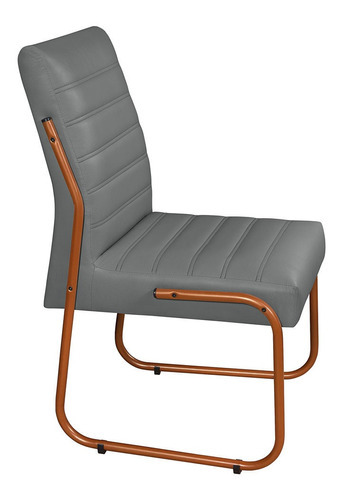 Conjunto Com 4 Cadeira Jade Sala De Jantar Couro Sintético Cor da estrutura da cadeira Bronze Cor do assento Cinza Desenho do tecido Liso