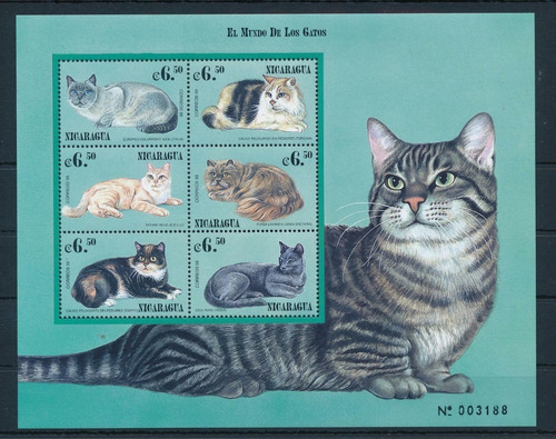 2000 Felinos - El Mundo De Los Gatos- Nicaragua Mnh