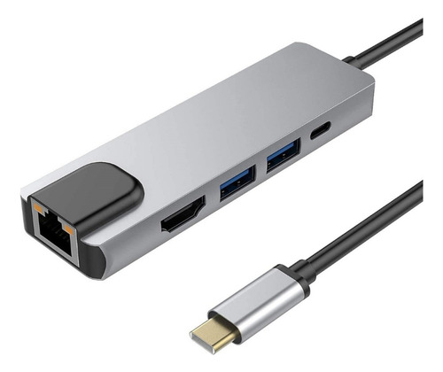 Hub 5 En 1 Usb-c A 2x Usb Usb-c Hdmi 4k Ethernet Byl-2007