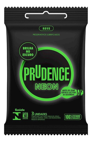 Camisinha Preservativo C/3 Neon Prudence Brilha No Escuro