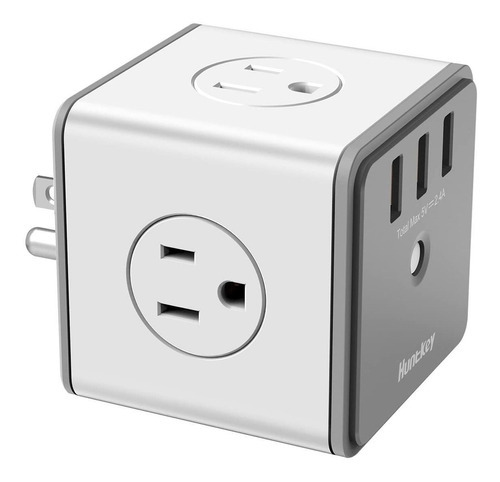 Huntkey - Adaptador De Pared Con 4 Salidas De Ca Y 3 Puertos