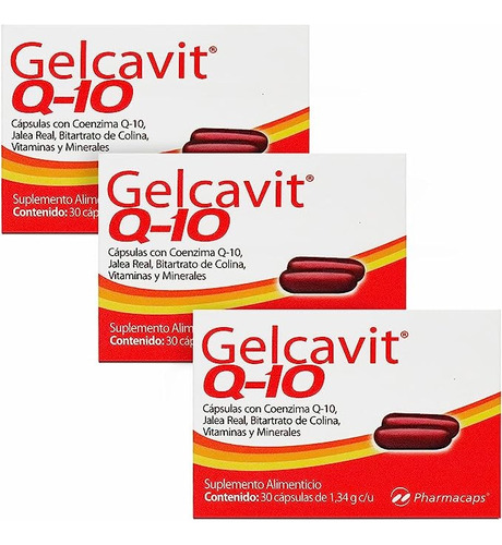 Gelcavit Q10 Con 30 Cápsulas Pharmacaps - 3 Pack Sabor Sin sabor