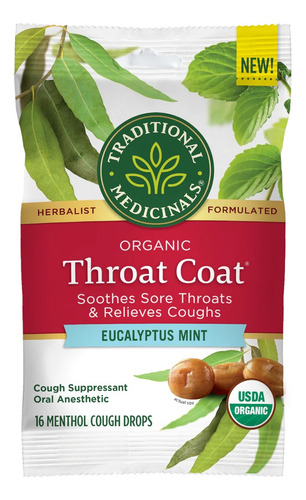 Traditional Medicinalls Throat Coat Eucalyptus Drops 16drops