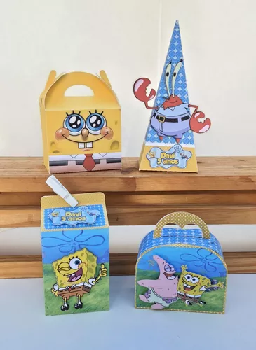 10 Caixas Piramide Personalizada - Bob Esponja - Lembrancinha Infantil -  Mesversario