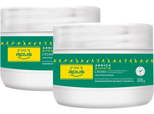 2 Arnica Sports Creme Massagem Esportiva 300g D'agua Natural