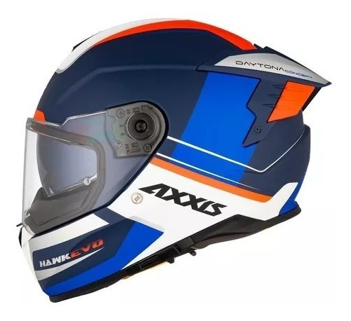 Casco Axxis Hawk Evo Daytona C7 Azul Mate Solo En Mg Bikes