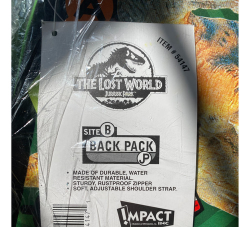 Mochila The Lost World Jurassic Park Original Sellada 1997!