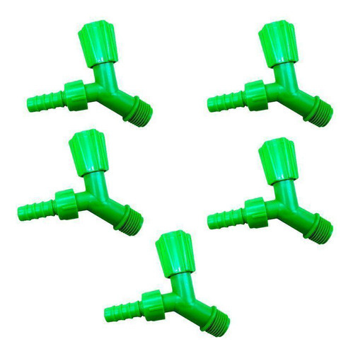 Kit 5 Torneiras Para Tanque E Jardim Bico 3/4 Verde Neon