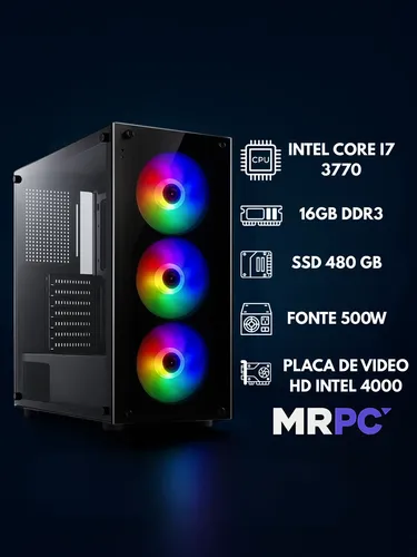 Pc Gamer Completo I7 3.4ghz 16gb Ssd 480gb 500w Monitor 19