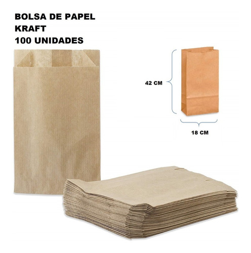 Bolsa Papel Kraft 12 Libras 100 Unidades