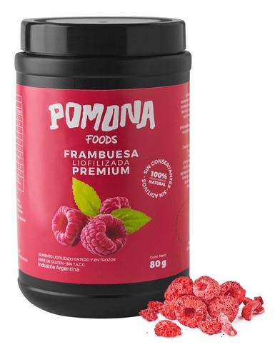 Fruta Frambuesa Liofilizada Premium Pomona Foods 100%natural