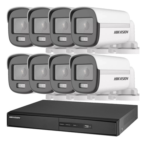 Kit Seguridad Hikvision Dvr + 8 Camaras Color Noche Full Hd