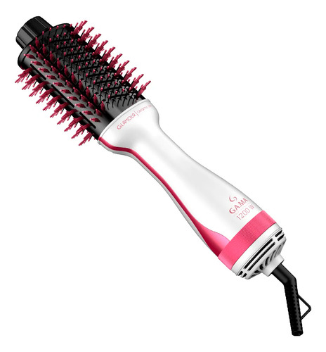 Escova Secadora e Modeladora Gama Italy Glamour Pink Brush 3D 3 em 1, 1300W 220v