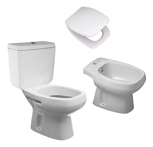 Combo Monaco Roca Inodoro Largo Depósito Bidet + Tapa Cs6721