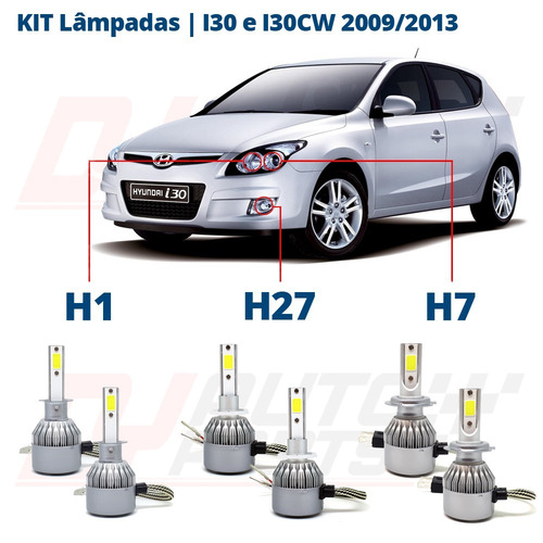 Imagem 1 de 10 de Kit Lâmpadas Hyundai I30 2012 Super Led 6000k 7200 Lumens C6