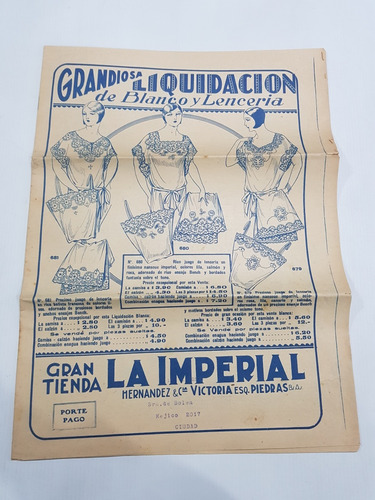 Antiguo Catálogo Tienda La Imperial 1940 Vestiment Mag 58942