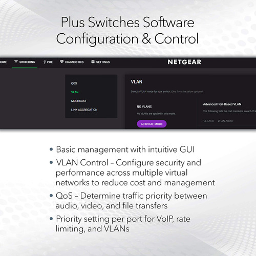 Switch Netgear 5 Puertos Poe Gigabit Ethernet Plus