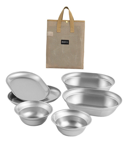 B Juego De Platos Y Tazones De Acero Inoxidable, Utensilios