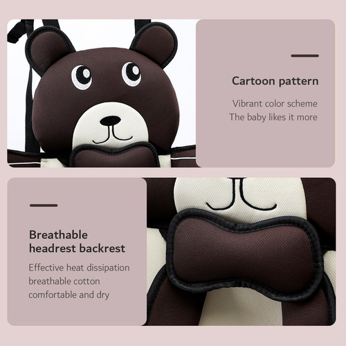 Autoasiento Portátil Con Forma De Oso Para Bebés De 1-9 Años Puro Marrón