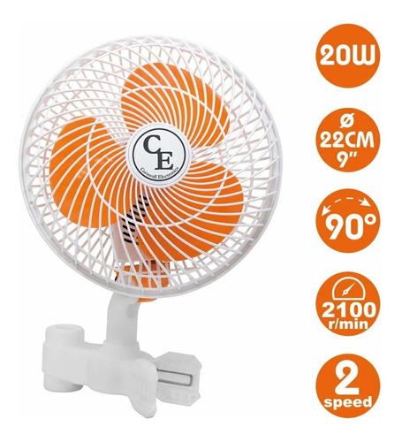 Ventilador Indoor De Pinza Oscilante 20w Cornwall Electronic