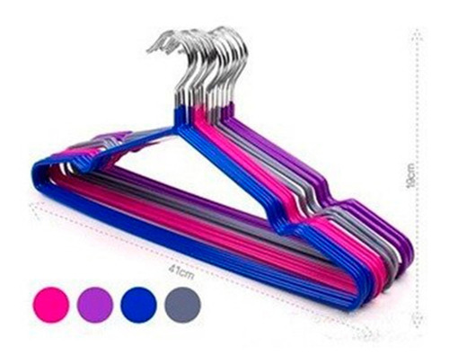 Imagen 5 de 9 de Perchas Metálicas Acero Galvanizado Engomado Colores X 10un