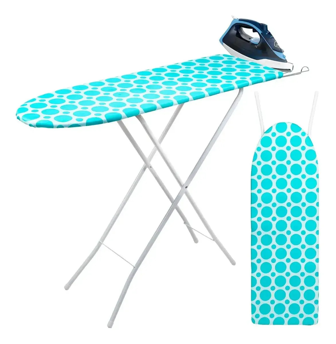 Burro De Planchar Tabla Plegable Ajustable Acero 91x30cm Color Turquesa Círculos