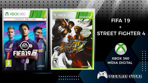 Fifa 19 + Street Fighter 4 Xbox 360 Mídia Digital