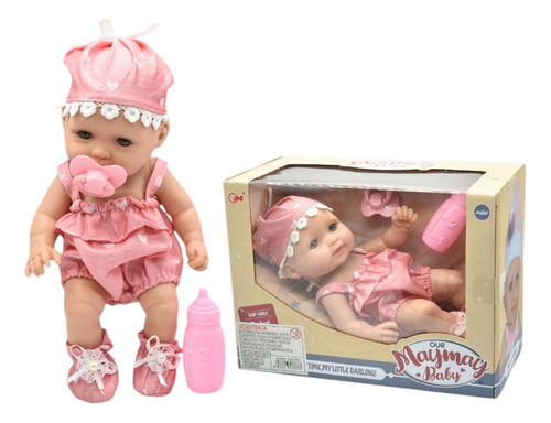 Muñeca Bebe De Goma Con Adsesorios 30 Cm