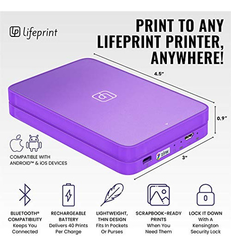 Impresora Portátil De Fotografía Y Vídeo Lifeprint 2x3 Con R