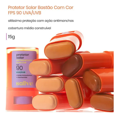 Protetor Solar Sallve Antimanchas Bastão 90 Fps 15g Tom 2