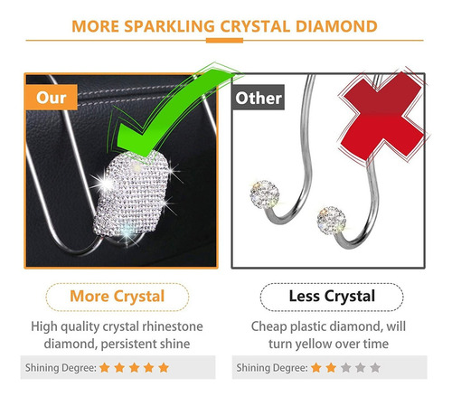 Accesorios Bling Auto Diamantes Para Mujer Ganchos De Coche