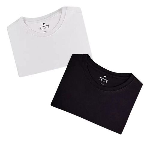 Kit 2 Camisetas Femininas Branca/preta Hering 100% Algodão