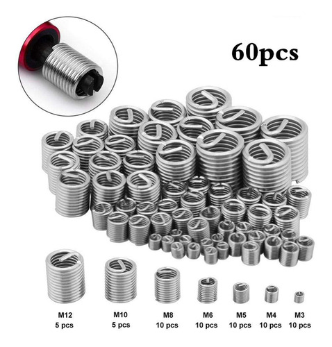 Inserto De Rosca, Acero Inoxidable Métrico, Helicoidal M4, M