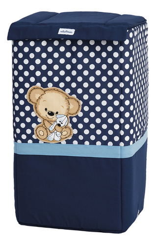 Cesto Multi Usos Para Bebe Juguetes Ropa Pañales Mi Osito Color Azul Marino Diseño De La Tela Estampado