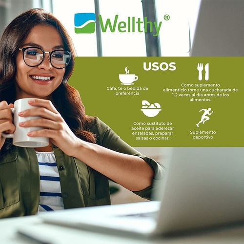 Imagen 6 de 6 de Wellthy Mct Oil Aceite Mct Hasta 95% De C8 Y C10 1l