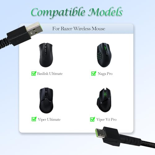 Pack Cable Usb Carga Rpida Para Mouse Razer Viper Ultimate