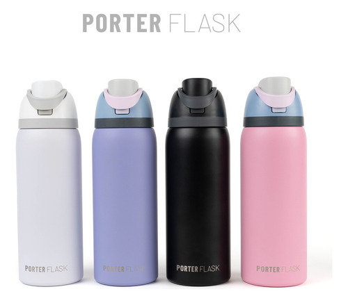 Termo Botella Agua Termica Porter Flask 1lt Acero Inoxidable Negra