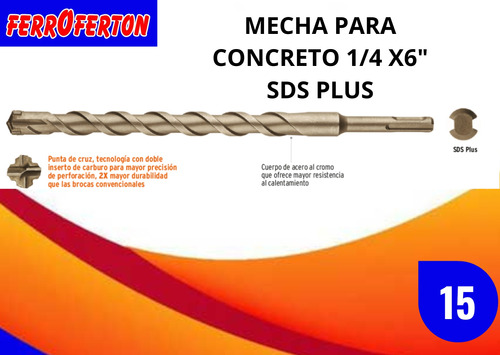 Mecha Para Concreto Sds Plus 1/4 X 6  Truper 11261