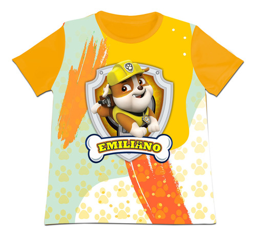 Camiseta Camisa Niño Paw Patrol Rubble Personalizada Pol