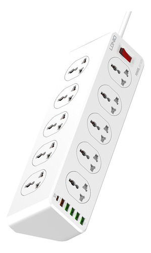 Extensión Toma Corriente Universal Ldnio 10 Socket + 5 Usb