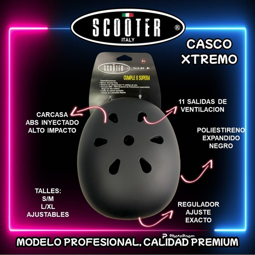 Casco Profesional Scooter Italy Skate Rollers Ajustable X