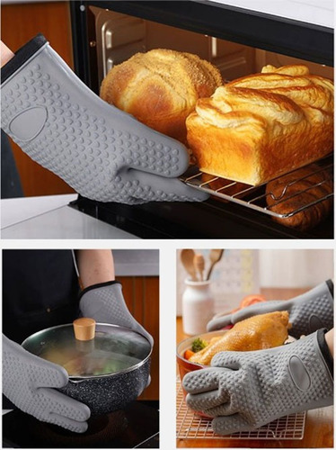 F Guantes Silicon Cocina Horno Resistente Al Calor