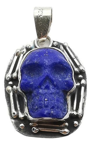 Dije Cráneo De Lapislazuli En Plata 