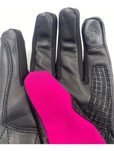 Guantes De Mujer Para Moto Cuero Con Textil Ags Rosa