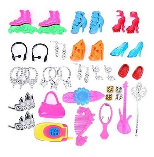 Accesorios De Muñecas Tamaño Barbie Zapatos Bolsos Vestidos