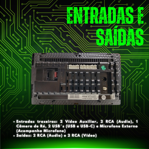 Mp5 Touch 9'' Android 14 Carplay Sem Fio Bluetooth Som Carro