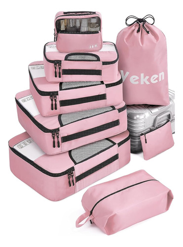 Organizadores Para Viaje Ropa Calzado Accesorios 8pz Rosa