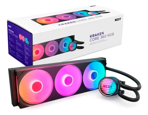 Water Cooler Nzxt Kraken Core 360 Rgb Com 3 Fans Preto Rl-kr