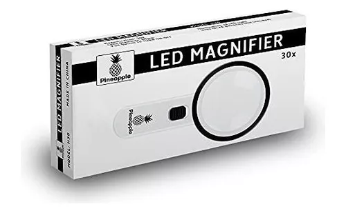 Pineapple LLC Magnifying Glass with Light, 30X Handheld Large Magnifying  Glass, Lighted Magnifier with 12 LED Lights for Reading, Macular  Degeneration, Seniors, Gifts for Elderly, White